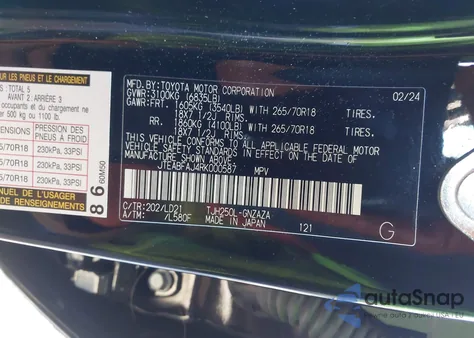 2024 Toyota Land Cruiser First Edition from USA, damaged, VIN JTEABFAJ4RK000587